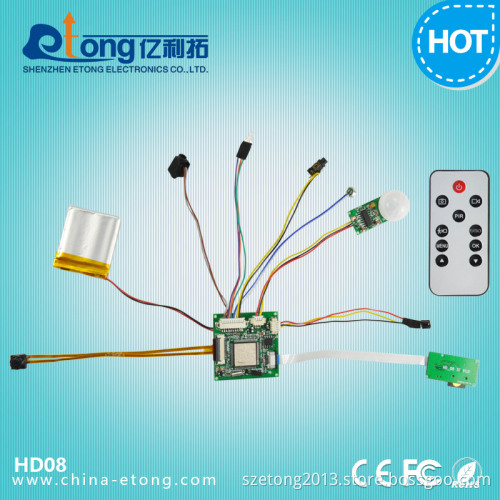 1.0 Megapixel HD Surveillance OSD Menu PIR Mini DVR Board with Camera HD-08